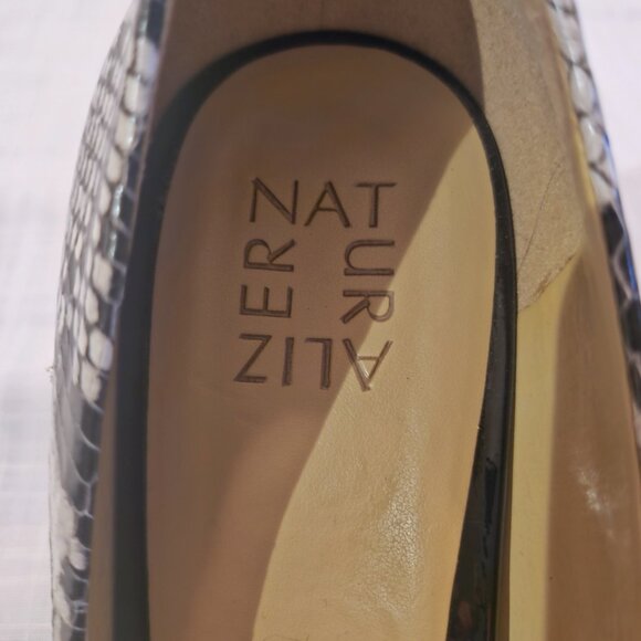 NATURALIZER Cream/Black Leather Snakeskin Print Anna Pump 3.5" Heel Size 10 - Picture 6 of 9